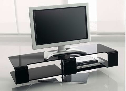 MODERN GLASS SWIVEL AUDIO VIDEO TV STAND